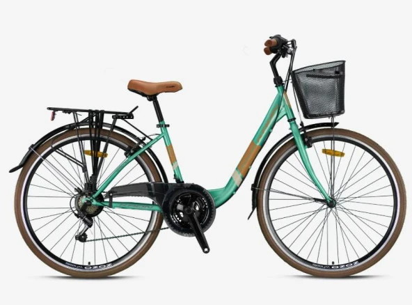 Kron TETRA 3.0 - 26" City Bike - 15' - 21 Vites - V.B. - Mint Yeşili-Kahverengi/Bej ürün görseli 1