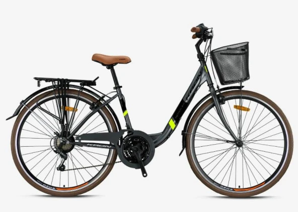 TETRA 3.0 - 26" City Bike - 15' - 21 Vites - V.B. - Mat Füme-Siyah/Neon Sarı ürün görseli 1