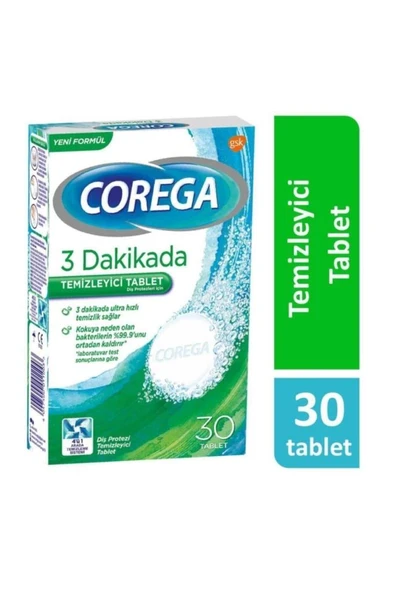 Corega Temizleyici Tablet 30 Adet - 3 Dakikada Temizlik ürün görseli 1