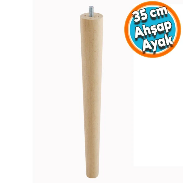 Ahşap Ayak Sehpa Masa Baza Çekyat Puf Tabure Ünite Koltuk Ayağı Mobilya Ayakları Silindir Destek M8 Civatalı 35 cm ürün görseli 1