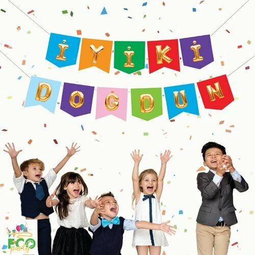 Renkli Gold İyiki Doğdun Zarflı Banner ürün görseli 1