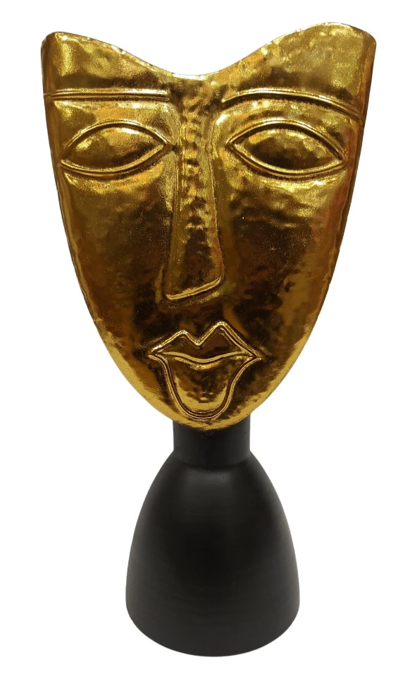 Biev Metal Vazo Yüz Kabartmalı 21x16x43 cm ürün görseli 1