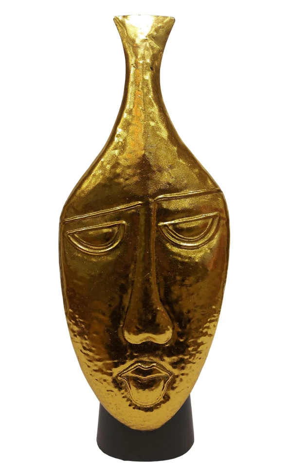 Biev Metal Vazo Yüz Kabartmalı 22x12x58 cm ürün görseli 1
