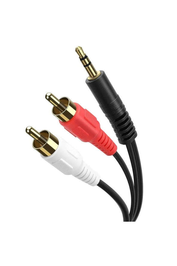 3,5 mm Stereo Erkek - 2RCA Erkek (Sağ ve Sol) RCA Ses Kablosu 1.5 Metre Stereo Lale ürün görseli 1