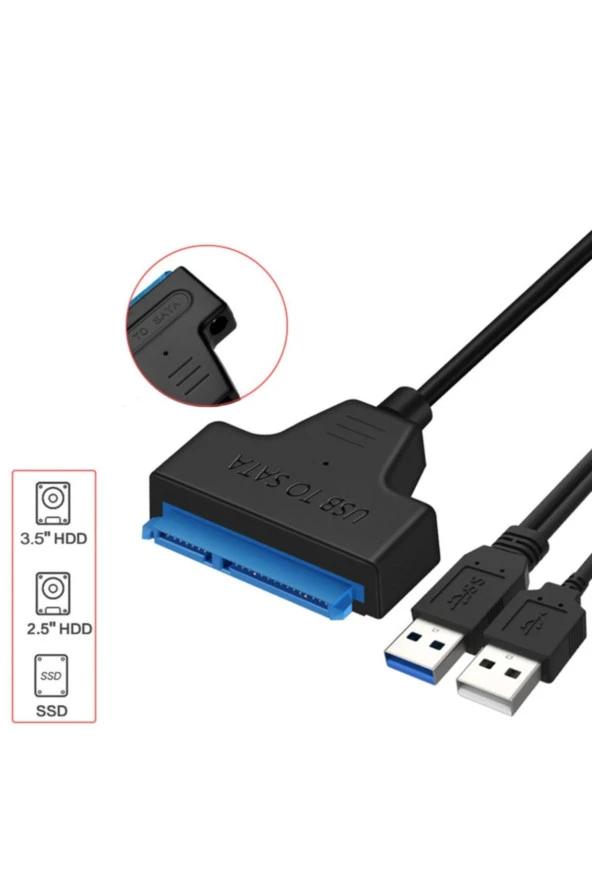 Usb 3.0 Sata 2.5/3.5 Inç Ssd Hdd Adaptör Destekli Sata Usb Çevirici Kablo 22 Pin Sata ürün görseli 1