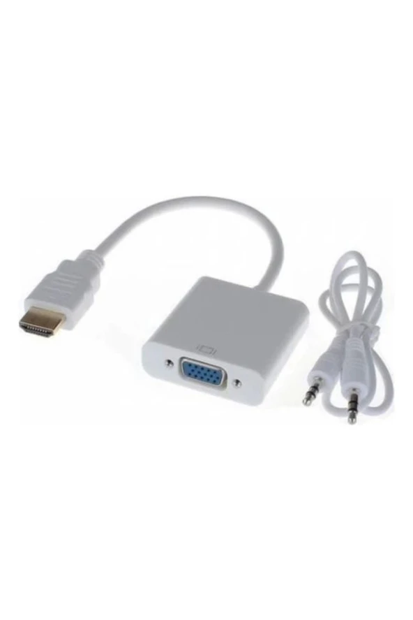 Sesli Hdmı To Vga Kablo Çevirici Dönüştürücü Hdmı Vga + Audio Dönüştürücü Hdmı In Vga Out ürün görseli 1