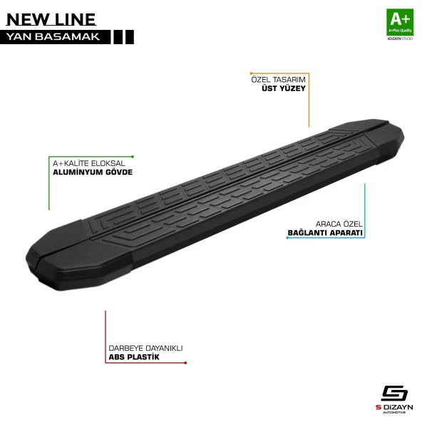 S-Dizayn Chery Tiggo7 Pro NewLine Siyah Yan Basamak 183 Cm 2022 Üzeri ürün görseli 1