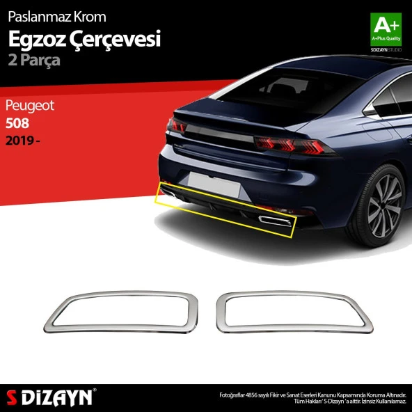 S-Dizayn Peugeot 508 Krom Egzoz Çıkışı 2 Prç. 2019 Üzeri ürün görseli 1