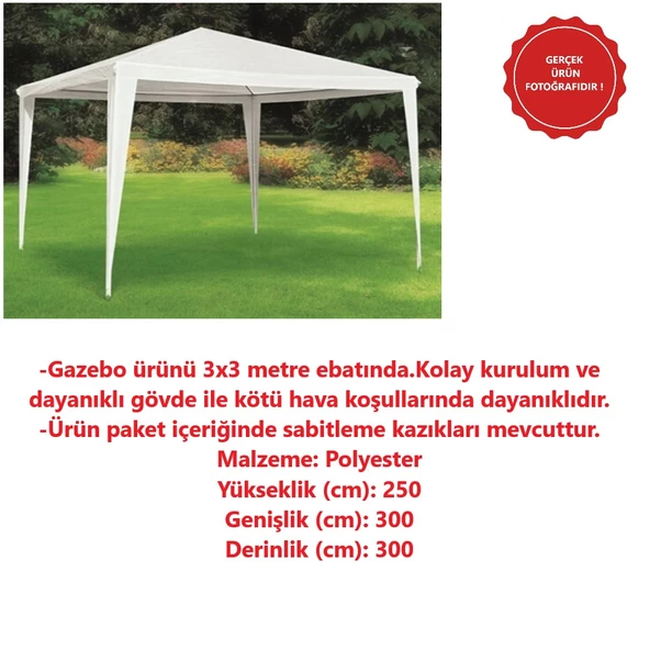 Katlanabilir Polyester Bahçe Gazebo Çadır 3x3 - Resim 2