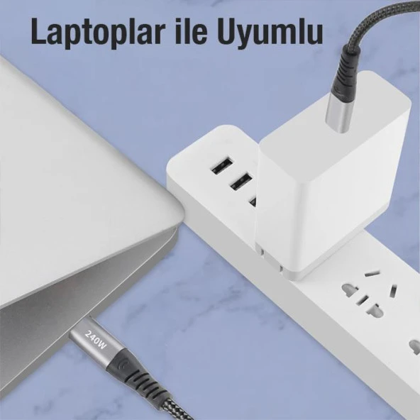 Zhltools 240W Type-C to Type-C Hızlı Şarj ve Data Kablosu - Resim 5