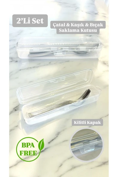 2 Adet Multix Çeyizlik Çatal Kaşık Bıçak Saklama Kutusu - Seyahat Diş Fırçalık Organizer ürün görseli 1