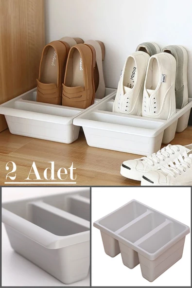 2 Adet Roma Ayakkabılık Dikey Ayakkabı Rampası 3 Bölmeli Terlik Düzenleyici Organizer ürün görseli 1