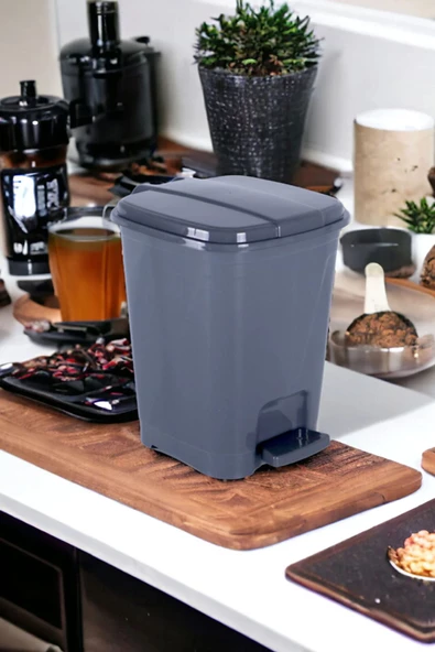 5 Litre Koyu Gri Kare Pedallı Çöp Kovası - Mutfak Tezgah Üstü, Banyo Ve Ofis İçin Çöp Kovası ürün görseli 1