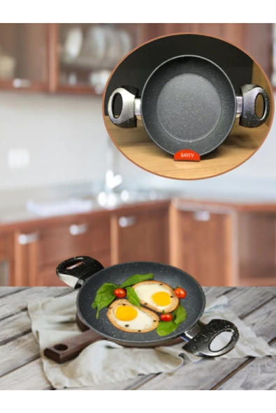 Granit 18 Cm Tekli Sahan Siyah - Sahanda Omlet Çift Kulplu Kahvaltı Sos Tavası ürün görseli 1