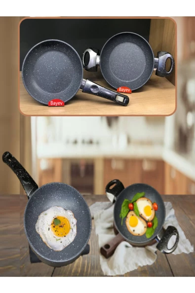 Granit Tava Sahan Seti 18 Cm Siyah Sahur Kahvaltı Omlet Set ürün görseli 1