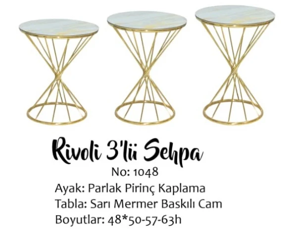 Brc RİVOLİ 14068 Zigon Metal Gold Renk kaplama Beyaz Mermer temper cam El yapım ürün görseli 1