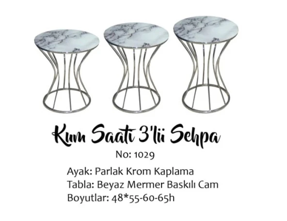 Brc Zigon 14065 kumsaat Model Beyaz Mermer Desen Metal Çelik Gümüş Renk El Yapım ürün görseli 1