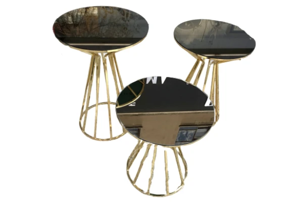 Brc 13851 CADDE Zigon Model Metal Gold renk kaplama Siyah düz Temper cam El Yapım ürün görseli 1