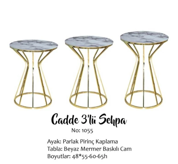Brc Zigon 13388 Cadde Model Beyaz Mermer Metal gold Renk Kaplam Kutu sevk Elyapım ürün görseli 1