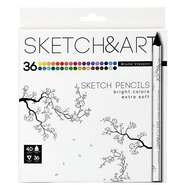 Bruno Visconti Sketch&Art Profesyonel Kuru Boya Kalemi Kalın Gövde 4mm 36 Renk No:30-0116 ürün görseli 1
