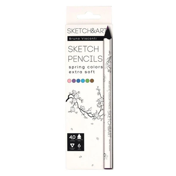 Bruno Visconti Sketch&Art Profesyonel Kuru Boya Kalemi Kalın Gövde 4mm Sonbahar 6 Renk No:30-0118/09 ürün görseli 1
