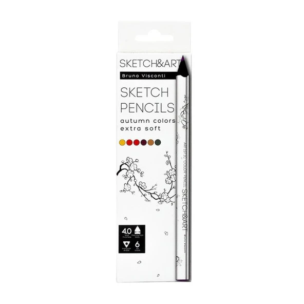 Bruno Visconti Sketch&Art Profesyonel Kuru Boya Kalemi Kalın Gövde 4mm Sonbahar Manzara 6 Renk No:30-0118/10 ürün görseli 1