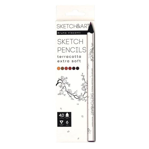 Bruno Visconti Sketch&Art Profesyonel Kuru Boya Kalemi Kalın Gövde 4mm Toprak 6 Renk No:30-0118/06 ürün görseli 1