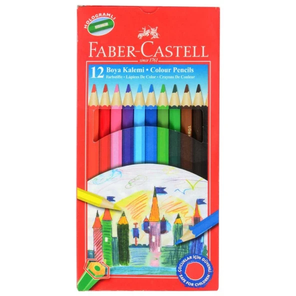 Faber Castell 12 Renk Kuru Boya Kalem Tam Boy ürün görseli 1