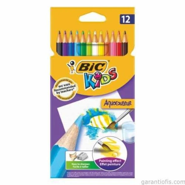 Bic Aquacouleur Sulu Boya Etkili Kuru Boya Kalemi (12 Renk) ürün görseli 1