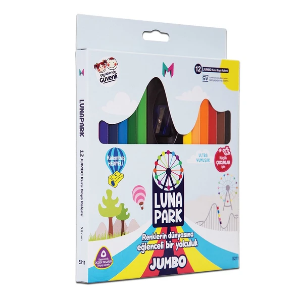 Masaüstü Lunapark Jumbo Kuru Boya Kalemi 12 Renk 5211 ürün görseli 1