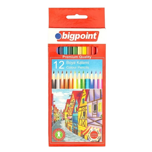 Bigpoint 12 Renk Kuru Boya Kalemi Tam Boy ürün görseli 1