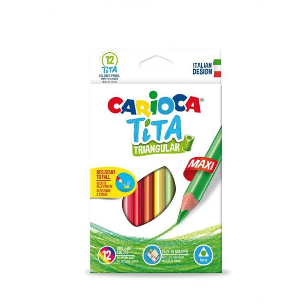 Carioca Tita Jumbo Üçgen Kuru Boya Kalemi 12 Renk 42791 ürün görseli 1