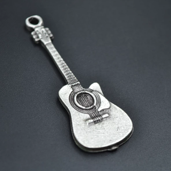 Gitar Kolye Ucu - Antik Gümüş Kaplama - Kod:39 ürün görseli 1