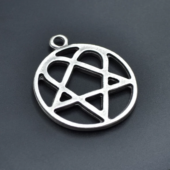 Heartagram Kolye Ucu - Antik Gümüş Kaplama - Kod:111 ürün görseli 1