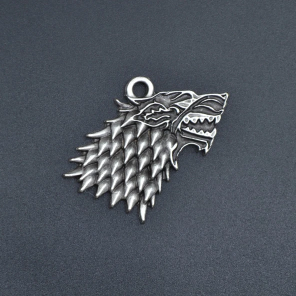 Game Of Thrones Kurt Kolye Ucu - Antik Gümüş Kaplama - Kod:107 ürün görseli 1