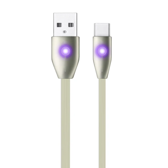 LinkTech K486 Type-C Led Işıklı 1.2mt Yassı Şarj ve Data Kablosu - Resim 2