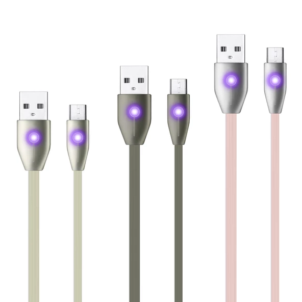 LinkTech K484 Micro USB Yassı Işıklı 1.2mt Şarj ve Data Kablosu ürün görseli 1