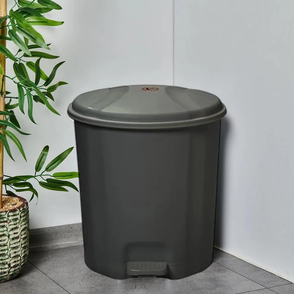 Motek Elit Pedallı Plastik Çöp Kovası İç Kovalıı 22 LT Antrasit Siyah ürün görseli 1