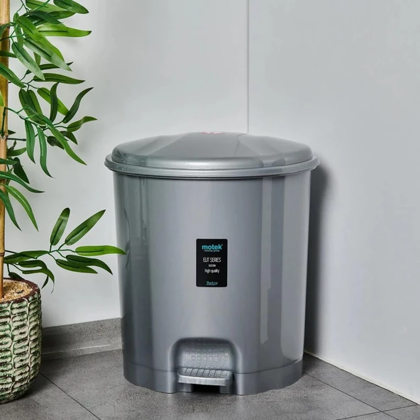 Motek Elit Pedallı Plastik Çöp Kovası İç Kovalı 22 LT Gümüş Gri ürün görseli 1
