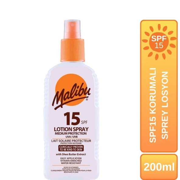 Malibu Güneş Koruyucu Sprey Losyon SPF15 200ml ürün görseli 1