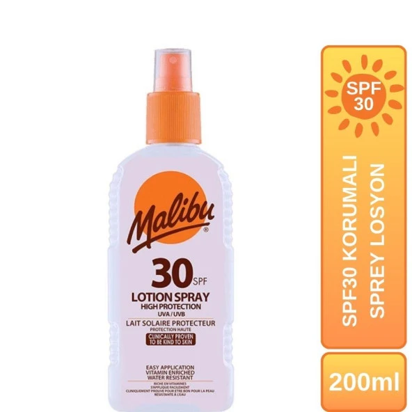 Malibu Güneş Koruyucu Sprey Losyon SPF30 200ml ürün görseli 1