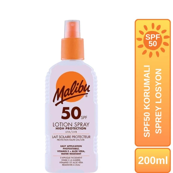 Malibu Güneş Koruyucu Sprey Losyon SPF50 200ml ürün görseli 1