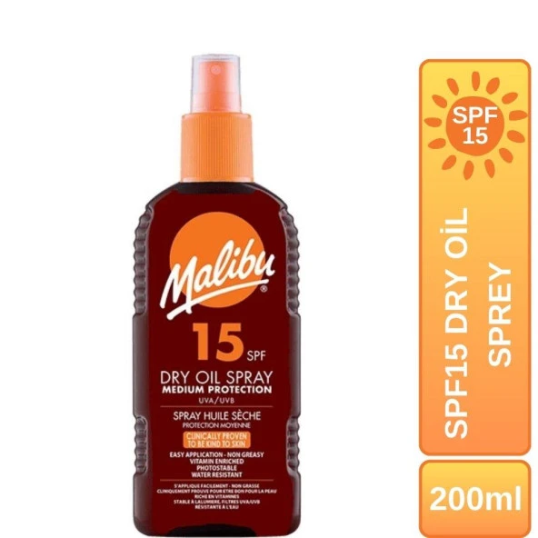 Malibu Güneş Koruyucu Dry Oil Sprey SPF15 200ml ürün görseli 1