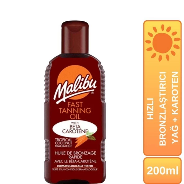 Malibu Güneş Hızlı Bronzlaştırıcı Yağ+Karoten 200ml ürün görseli 1
