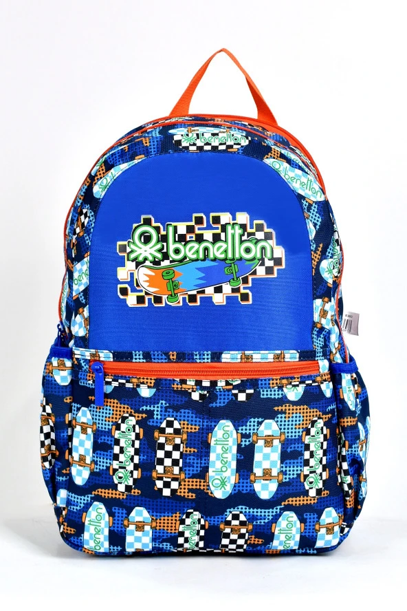 United Colors Of Benetton Erkek Çocuk Genç Çok Gözlü Günlük Seyahat Okul Sırt Çantası Mavi 03693 ürün görseli 1