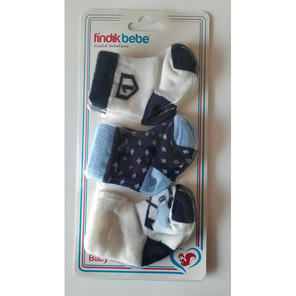 fındık bebe erkek bebek 3'lü çorap seti - Resim 3