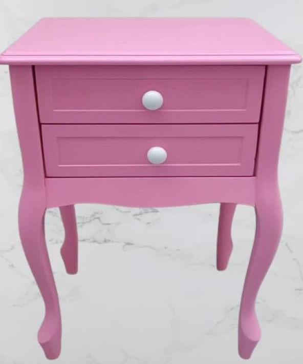 Komodin 90359 Model Klasik Kayın Aslan Ayak Parlak Pembe Lake Çift Çekm El Yapı ürün görseli 1