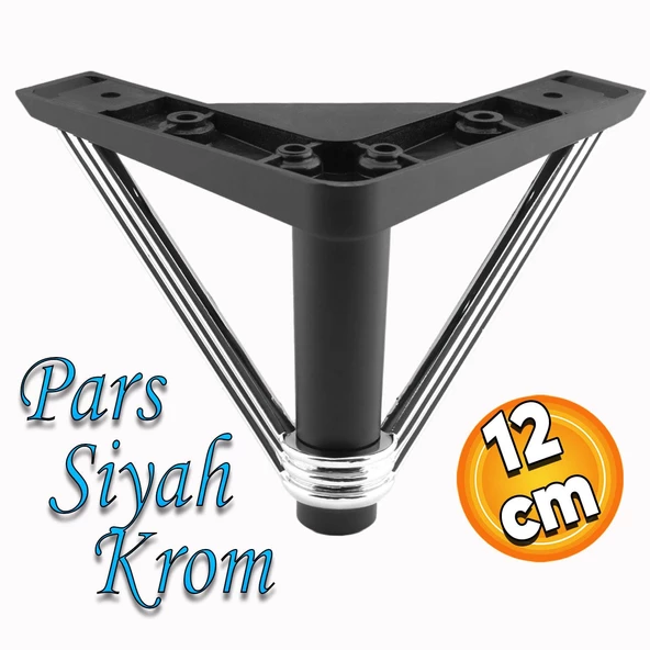 Pars Lüks Mobilya Oturma Grubu Kanepe Sehpa TV Ünitesi Koltuk Ayağı Baza Ayakları Siyah Krom 12 cm ürün görseli 1