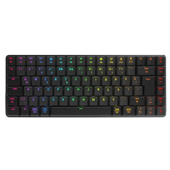 Rampage W-Granıte Siyah/Gri Low Profile Blue Swıtch Q Rgb 2,4 Ghz+ Bt Mekanik Gaming Oyuncu Klavye ürün görseli 1
