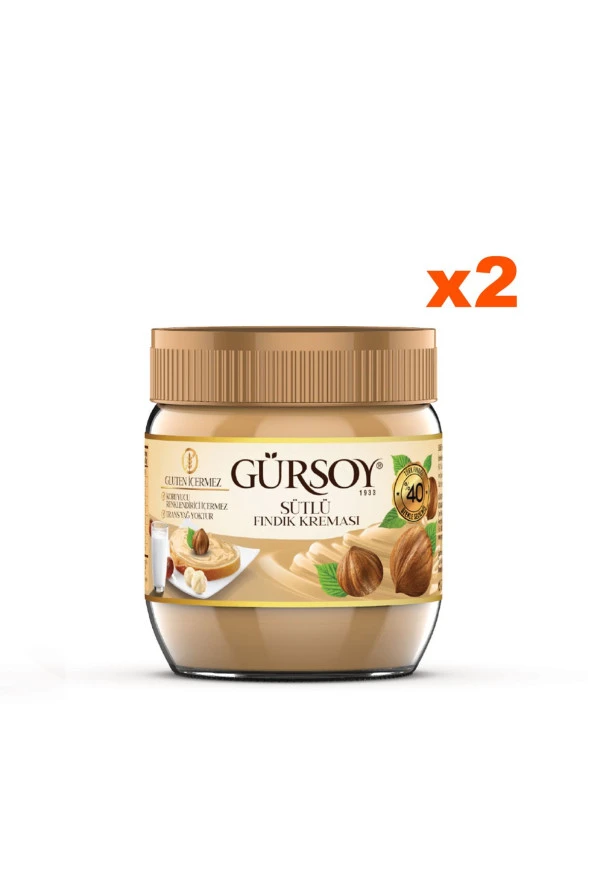 Gürsoy Sütlü Fındık Kreması Cam Kavanoz 400 G X 2 Adet ürün görseli 1